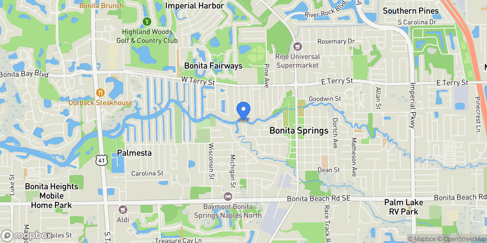 Map showing 27237 Rio Vista Circle, Bonita Springs, Florida, United States.