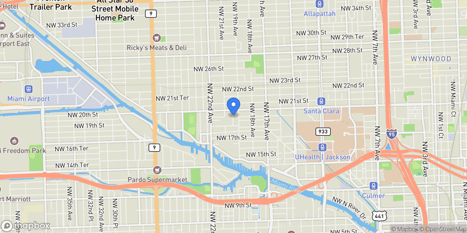 Map showing 1927 NW 20th Ave, Miami, Florida, United States.
