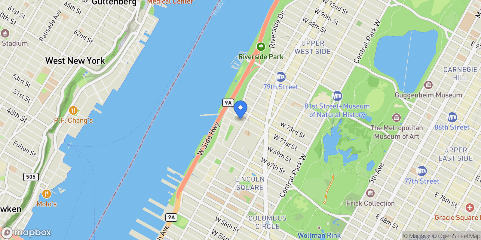 Map showing 314 West 71st Street, New York, NY 10023, New York, New York, United States.