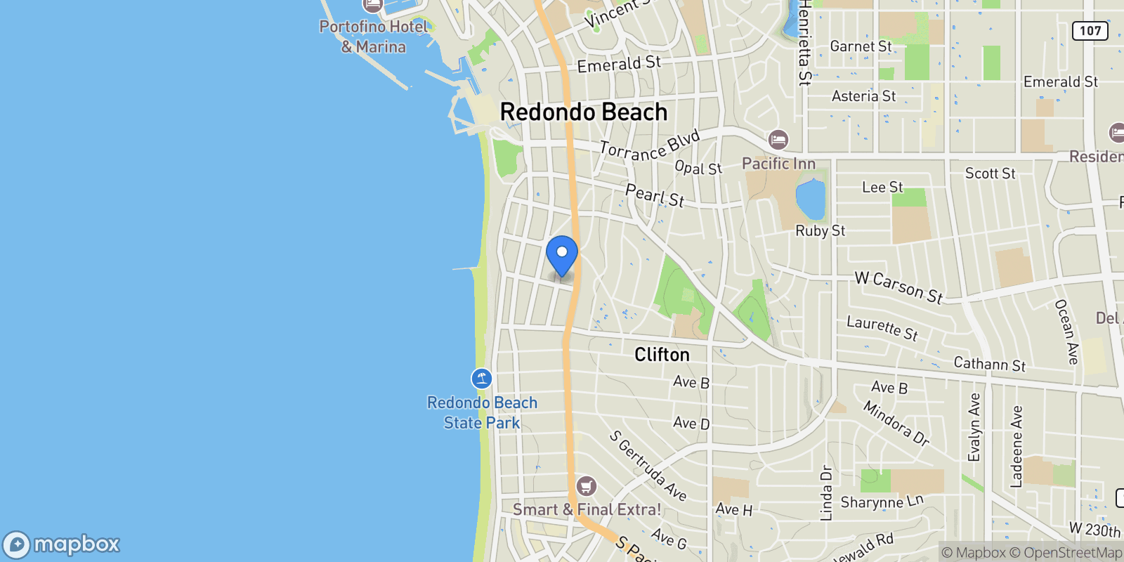 Map showing 626 Elvira Avenue , Redondo Beach, CA 90277, Torrance, California, United States.