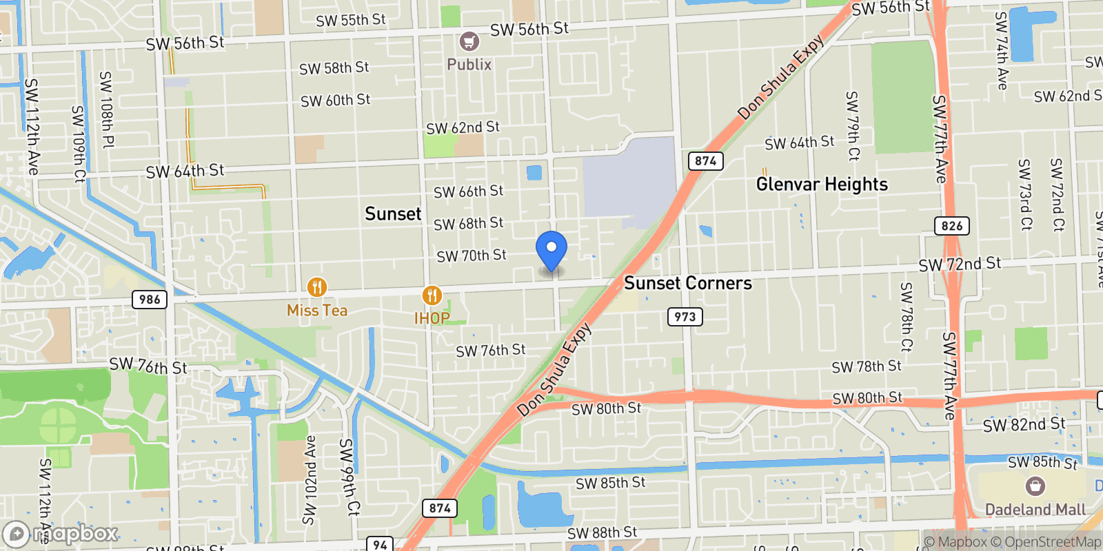 Map showing 7120 SW 92nd Ave, Miami, Florida, United States.