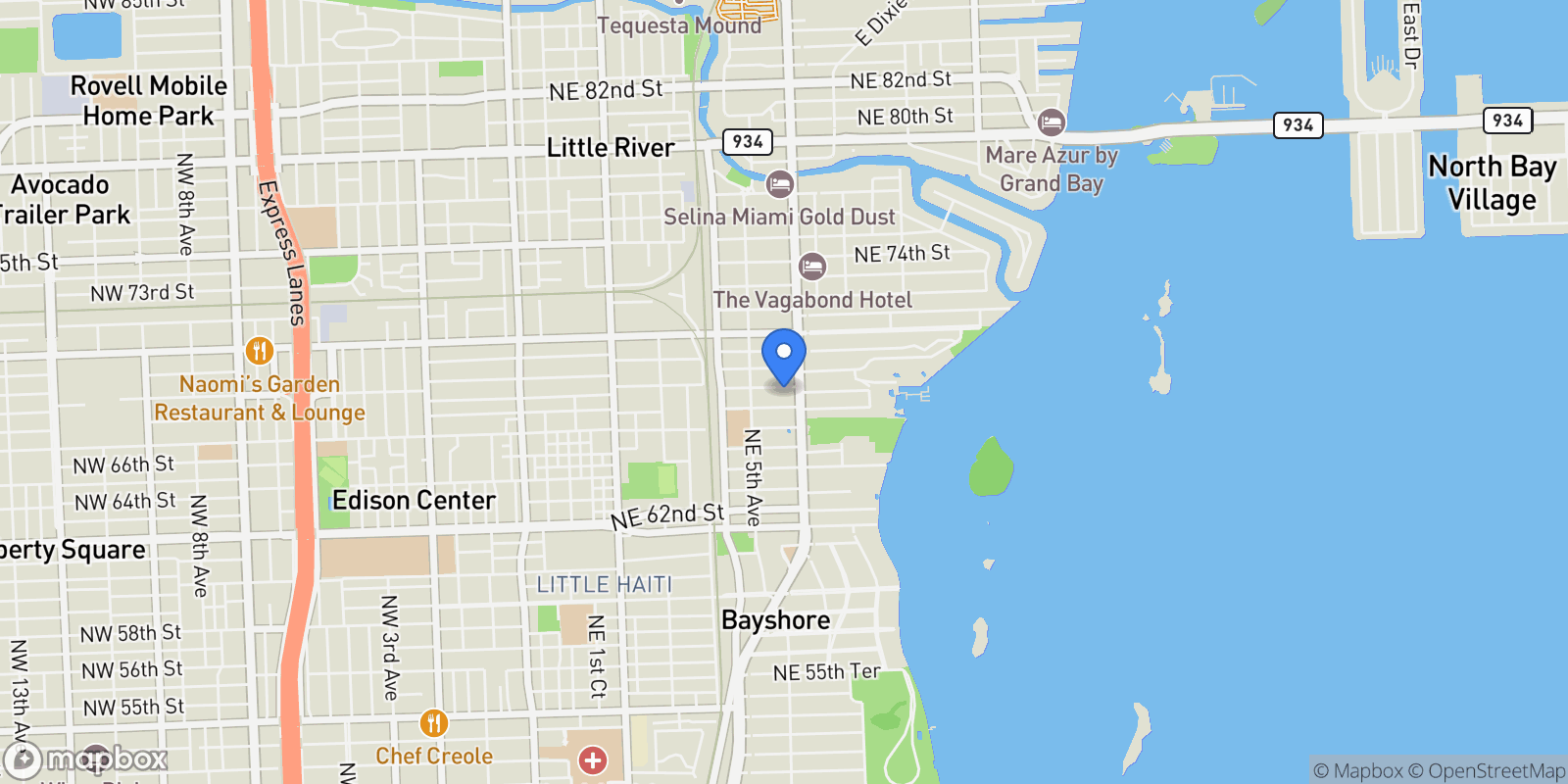 Map showing 570 NE 68th St, Miami, Florida, United States.