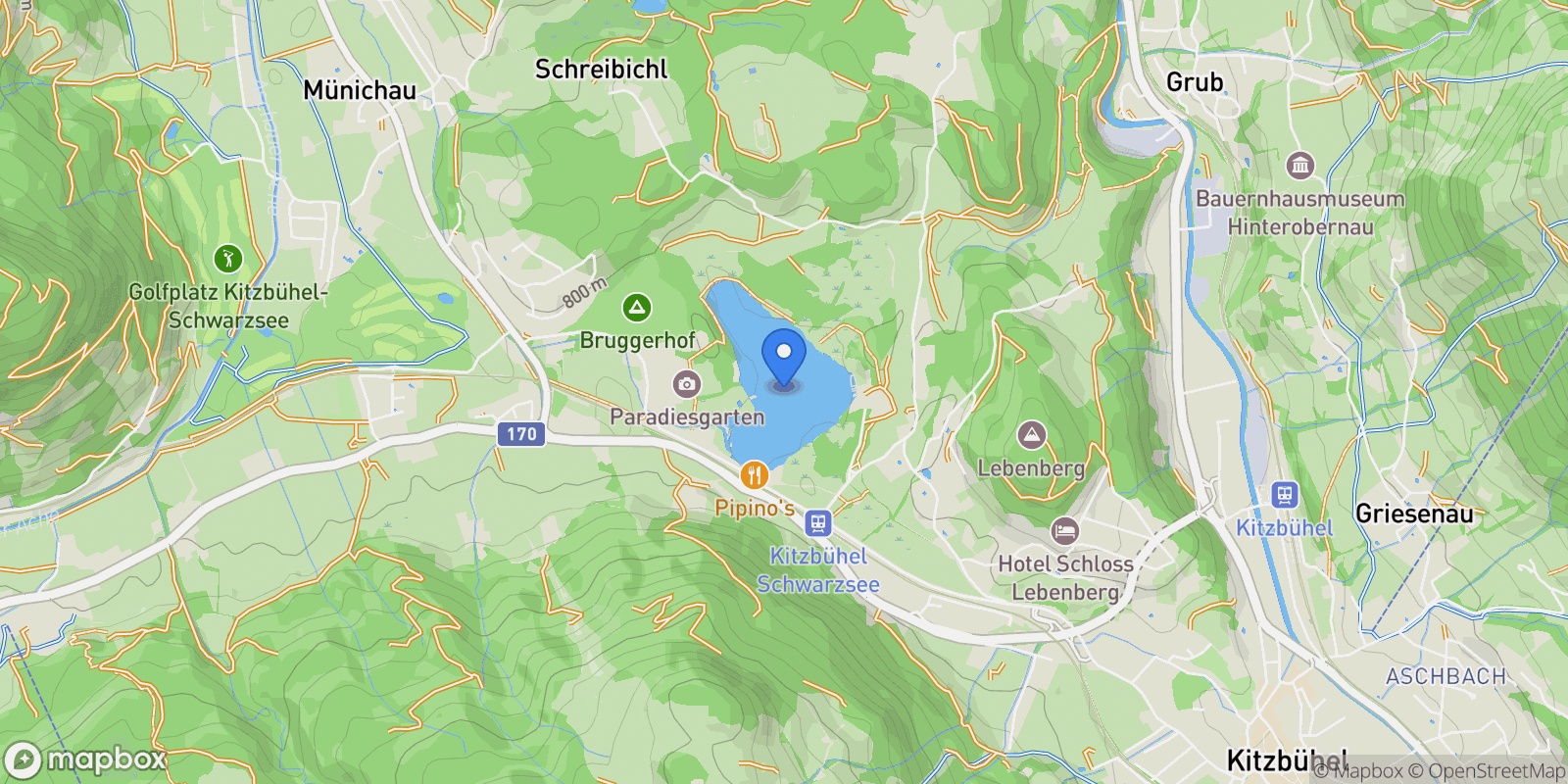 Map showing Schwarzsee, 6370 Kitzbuhel, Austria, Kitzbuhel, Tyrol, Austria.