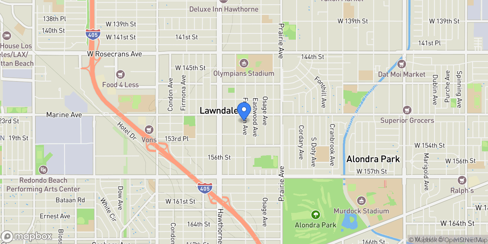 Map showing 2005 Harriman Lane  #A , Redondo Beach, CA 90278, Lawndale, California, United States.