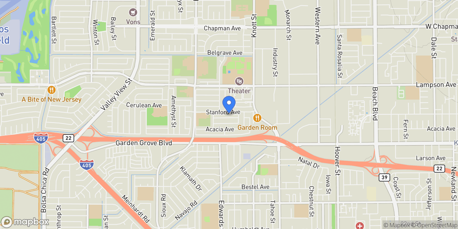 Map showing 6919 Danvers Drive , Garden Grove, CA 92845, Garden Grove, California, United States.