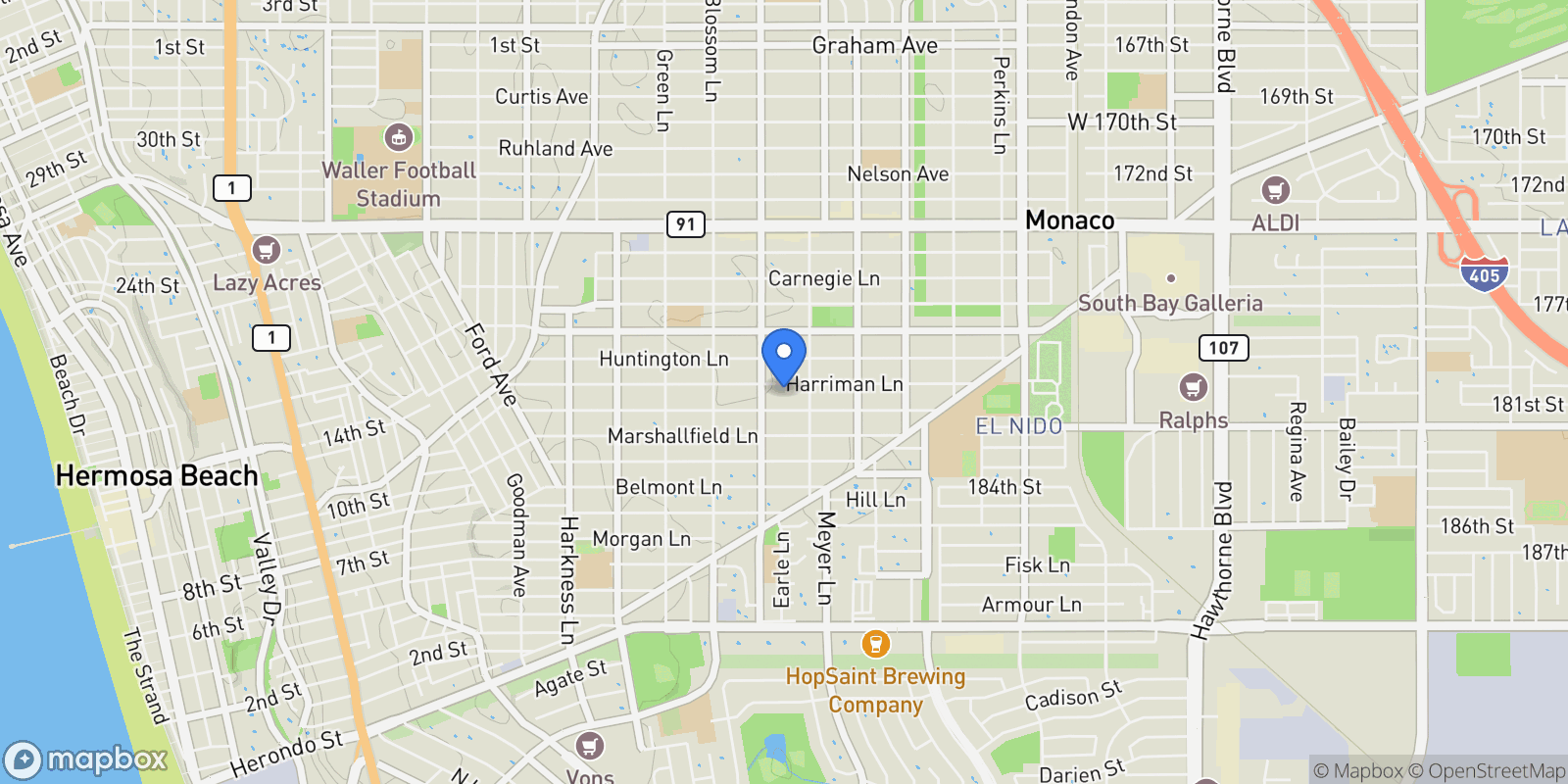 Map showing 2210 Harriman Lane #A , Redondo Beach, CA 90278, Torrance, California, United States.