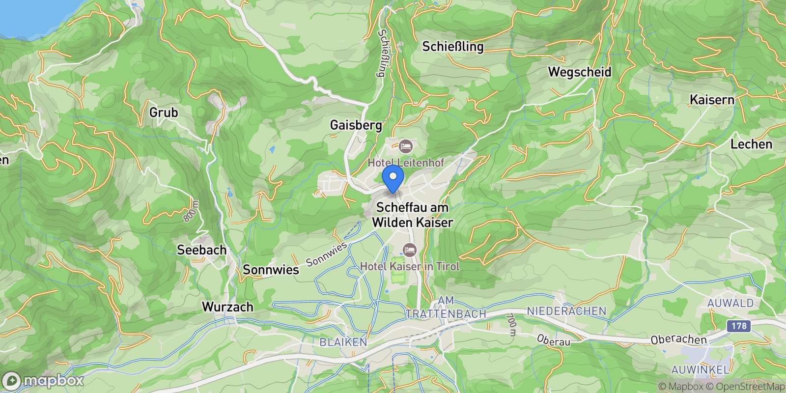 Map showing 6351 Scheffau am Wilden Kaiser, Austria, Scheffau am Wilden Kaiser, Tyrol, Austria.