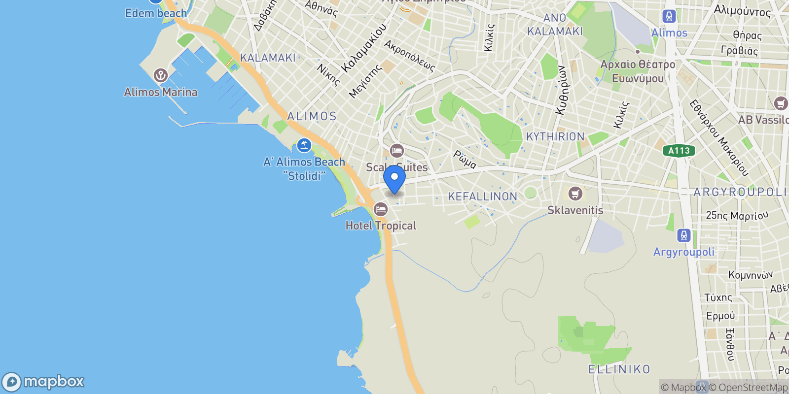 Map showing South Athens, Attica, Greece.