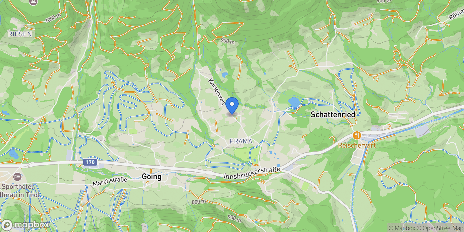 Map showing Kaiserweg, 6353 Going am Wilden Kaiser, Austria, Going am Wilden Kaiser, Tyrol, Austria.