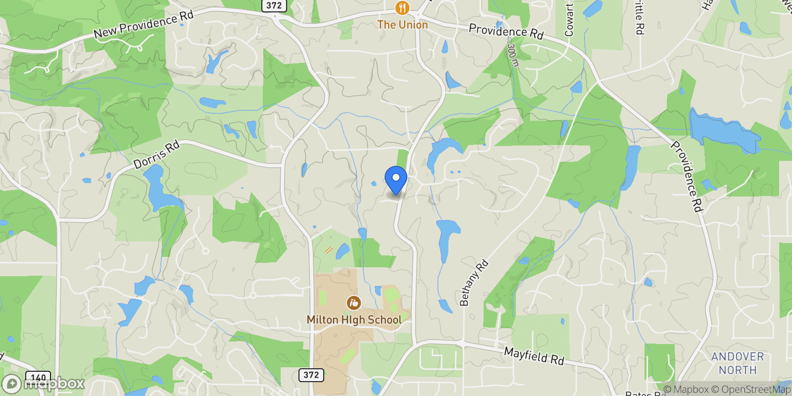 Map showing Milton, Georgia, United States.