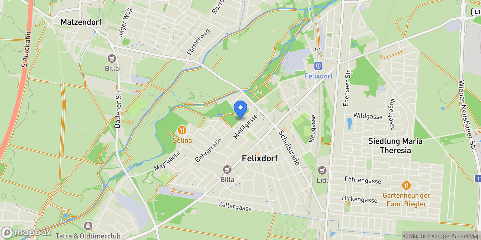 Map showing Bahnstraße, 2603 Felixdorf, Austria, Felixdorf, Lower Austria, Austria.
