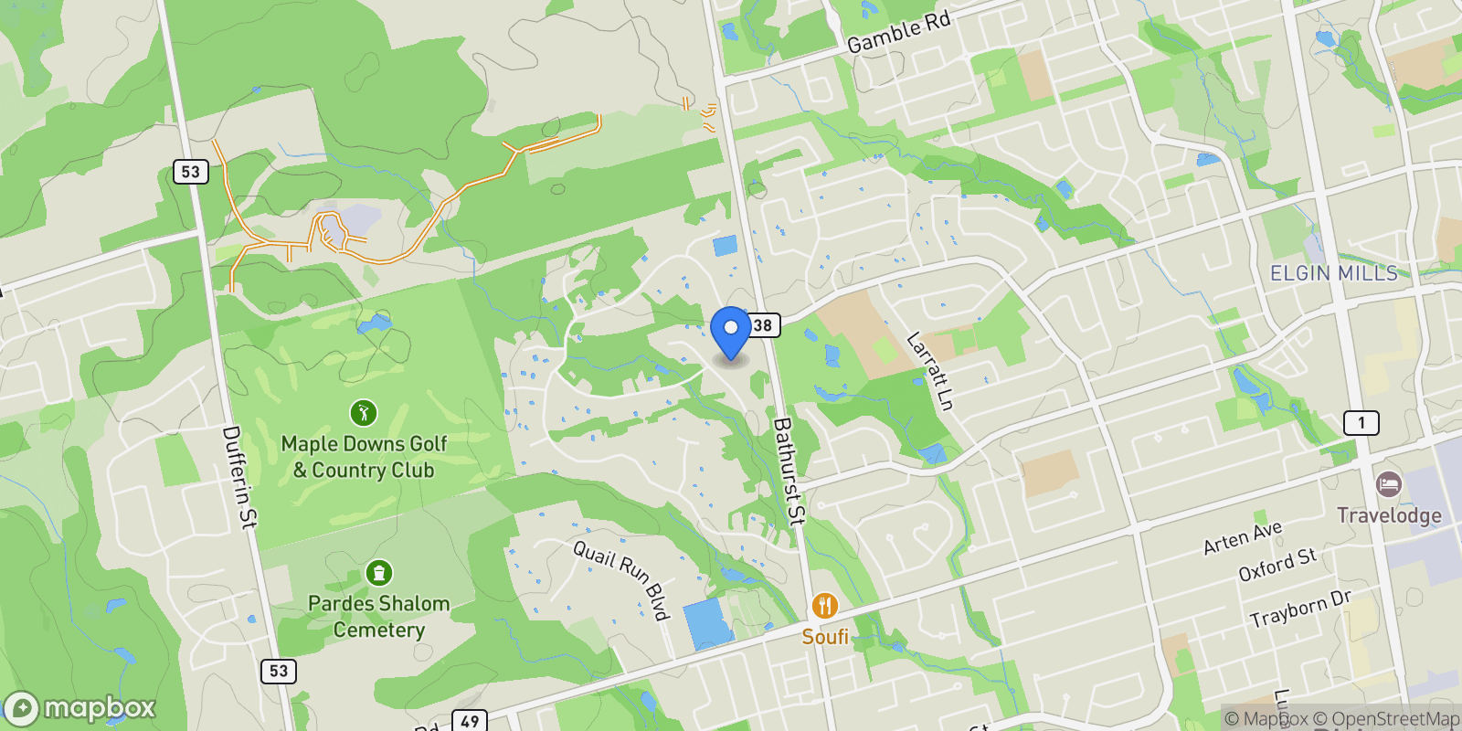 Map showing 15 Honey Locust Court, Vaughan, ON L6A 1G2, Vaughan, Ontario, Canada.
