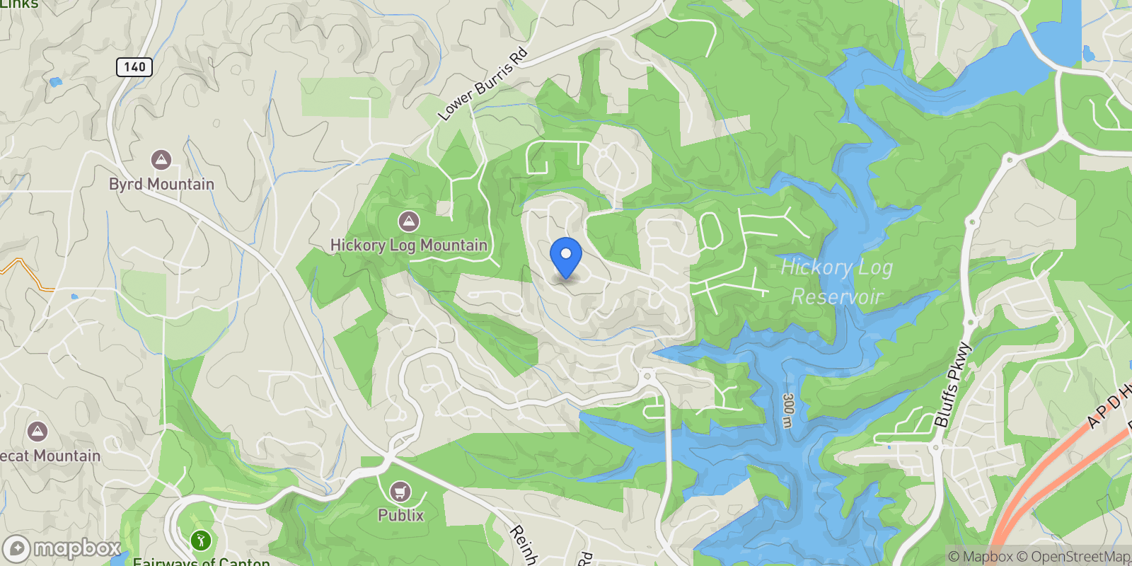Map showing Canton, Georgia, United States.