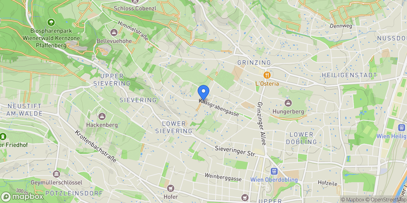 Map showing Kaasgrabengasse, 1190 Wien, Austria, Vienna, Wien, Austria.