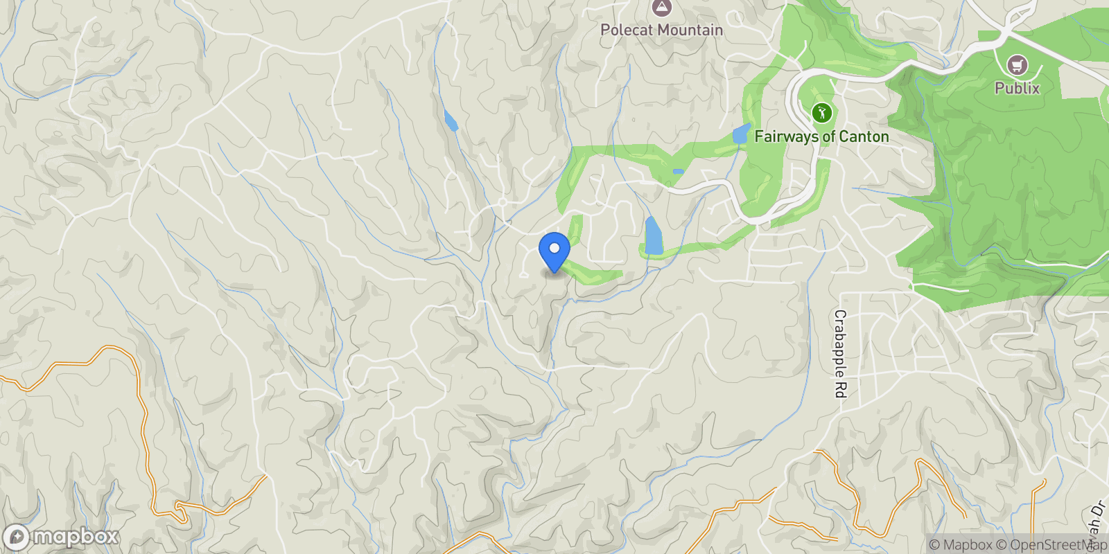 Map showing Canton, Georgia, United States.