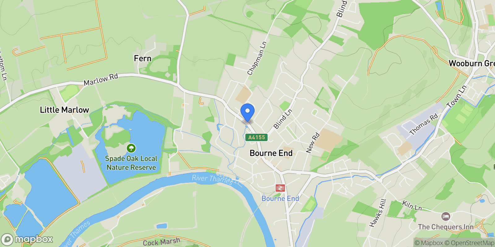 Map showing Marlow Road, Bourne End, Bourne End, England, United Kingdom.