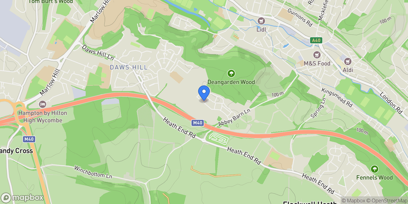 Map showing The Foxglove, Abbey Barn Park, High Wycombe, England, United Kingdom.