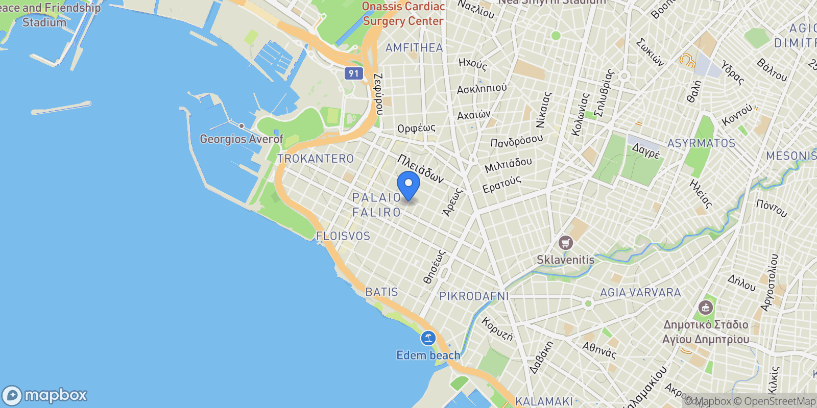 Map showing South Athens, Attica, Greece.
