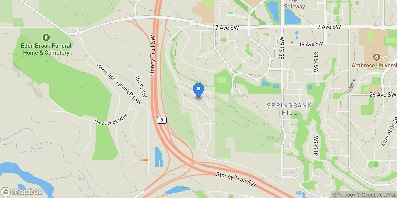 Map showing 57 Slopes Point SW, Calgary, Alberta, Canada.