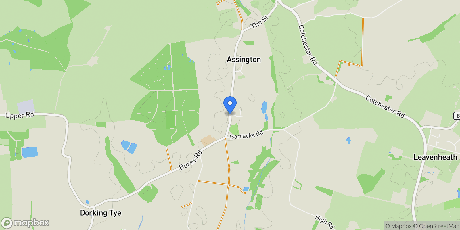 Map showing The Gurdons, The Street, Assington, Assington, England, United Kingdom.