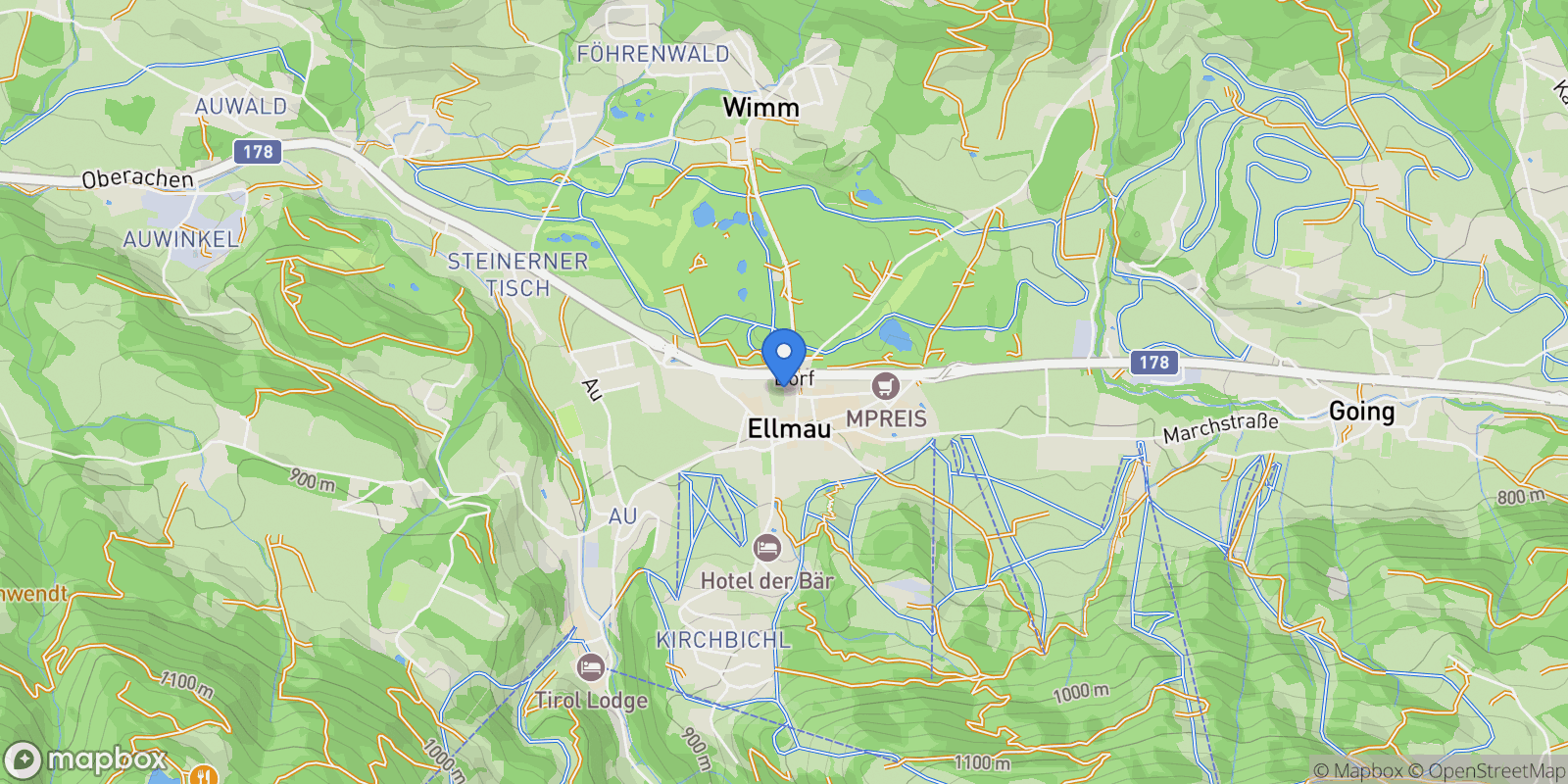 Map showing Ellmau, Austria, Ellmau, Tyrol, Austria.
