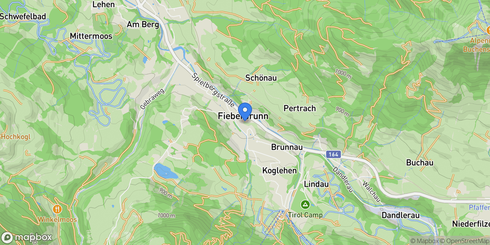 Map showing 6391 Fieberbrunn, Austria, Fieberbrunn, Tyrol, Austria.