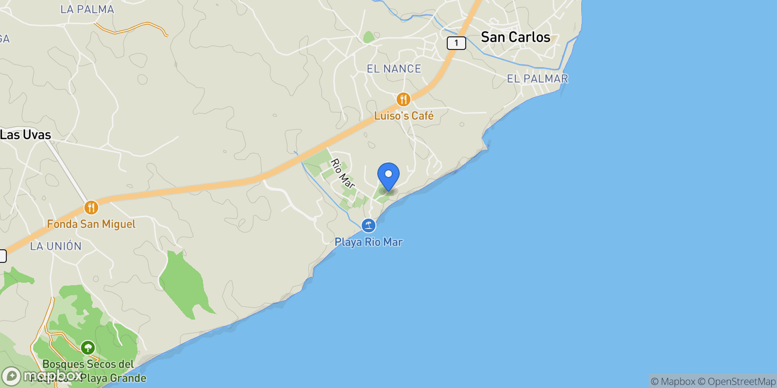 Map showing San Carlos District, Panama, Panama.