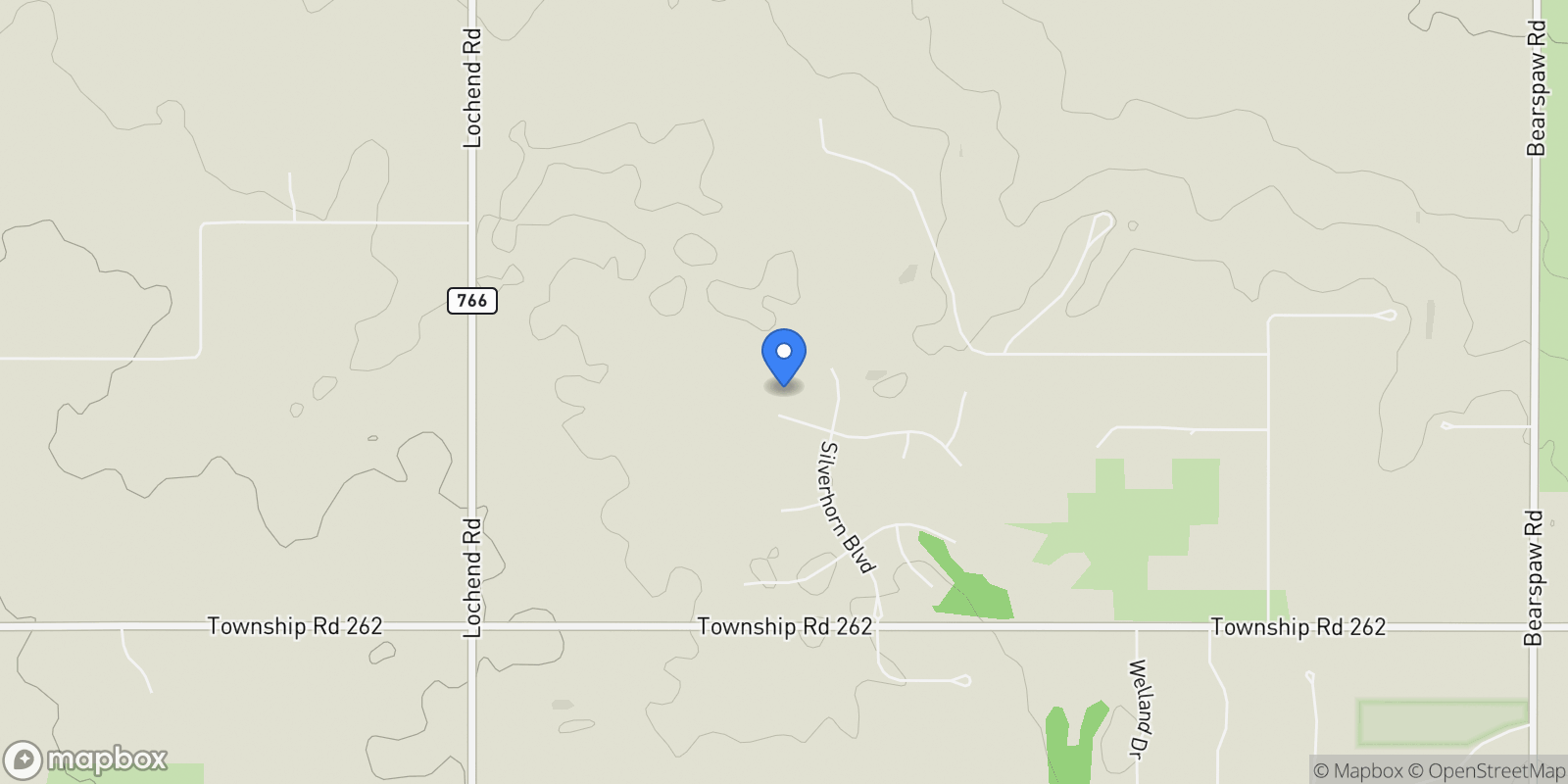 Map showing 13 Silverhorn Vale, Rocky View County, Alberta, Canada.