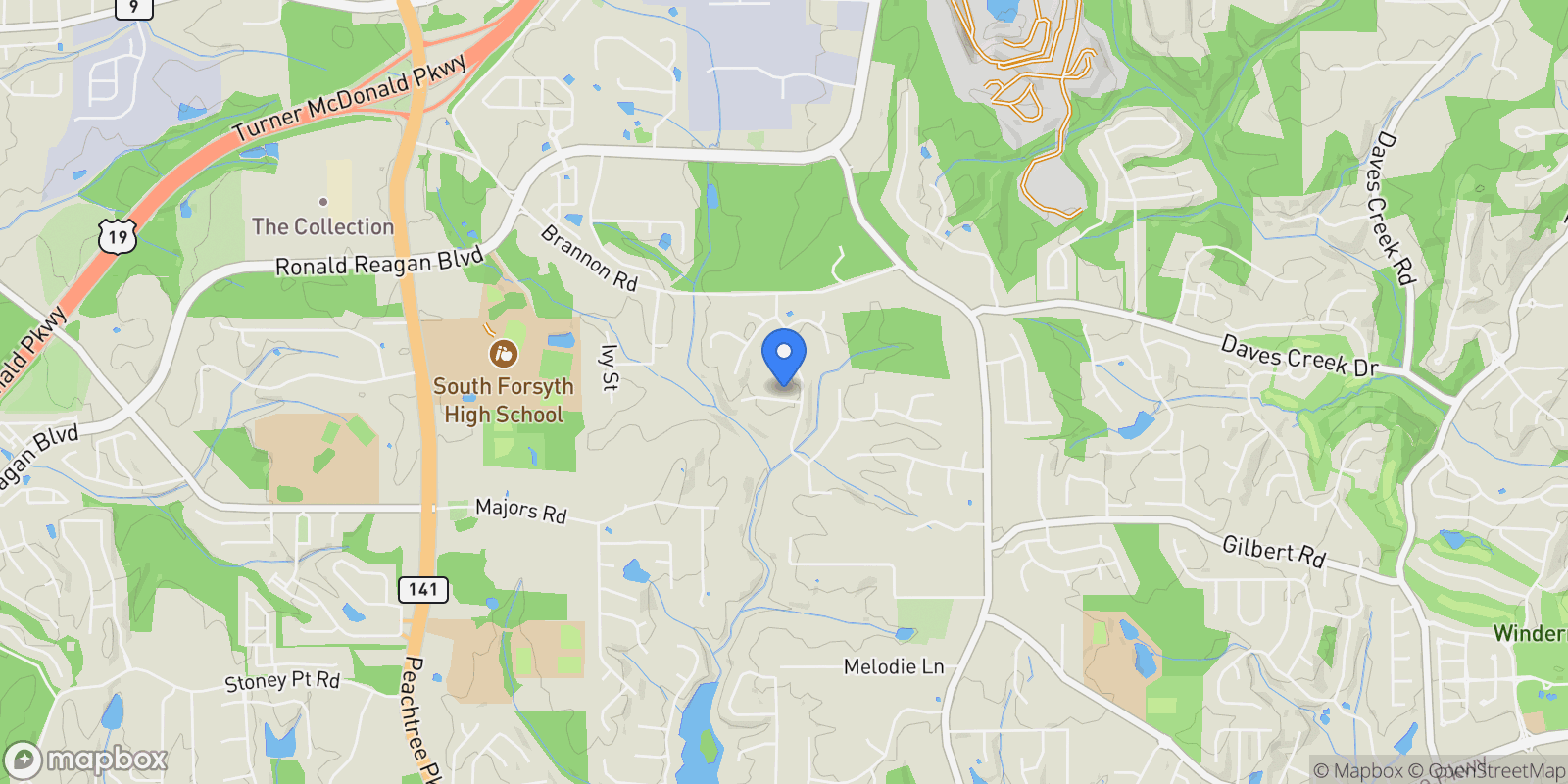 Map showing Cumming, Georgia, United States.