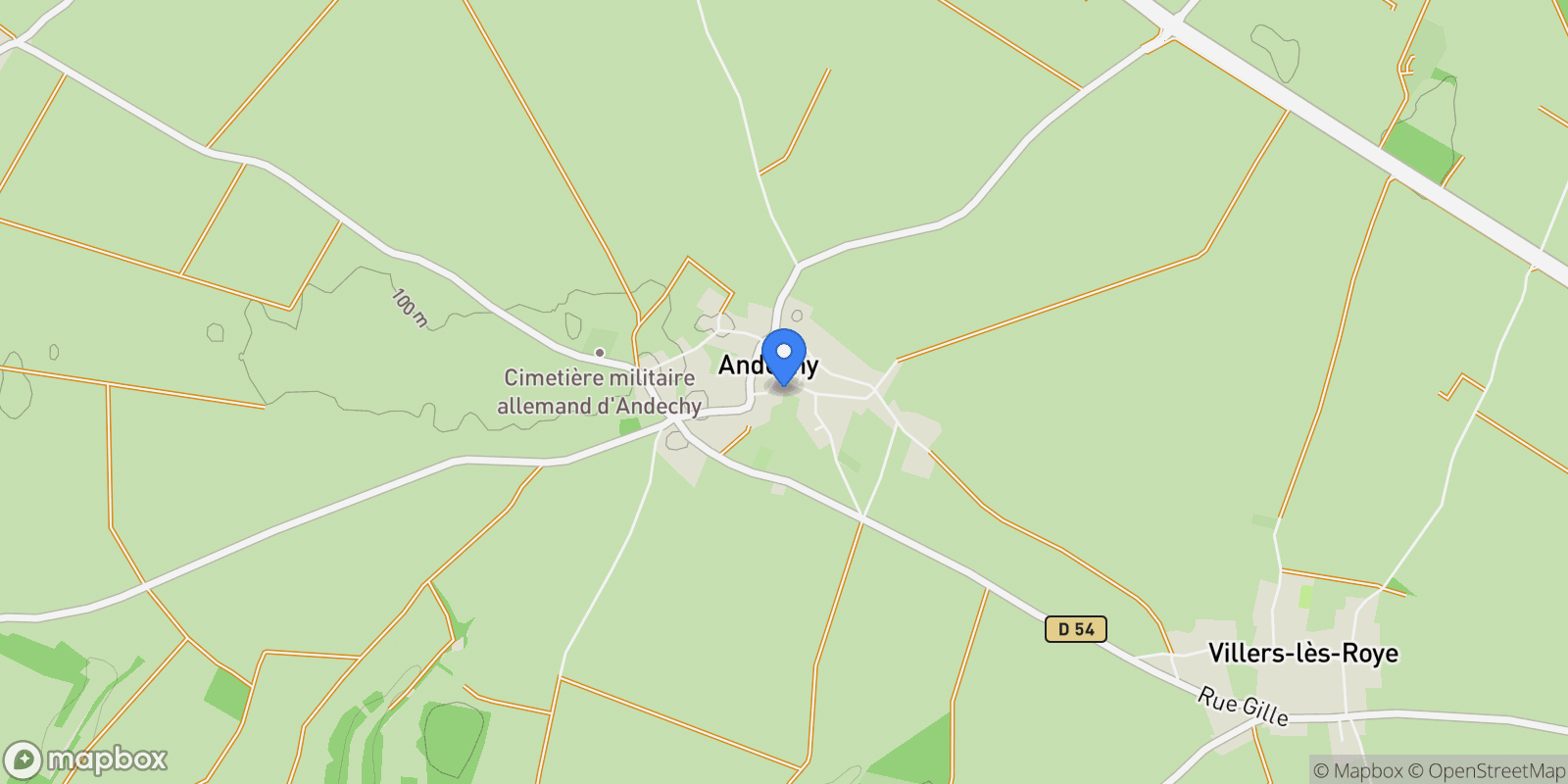 Map showing Andechy, Andechy, Andechy, Hauts-de-France, France.