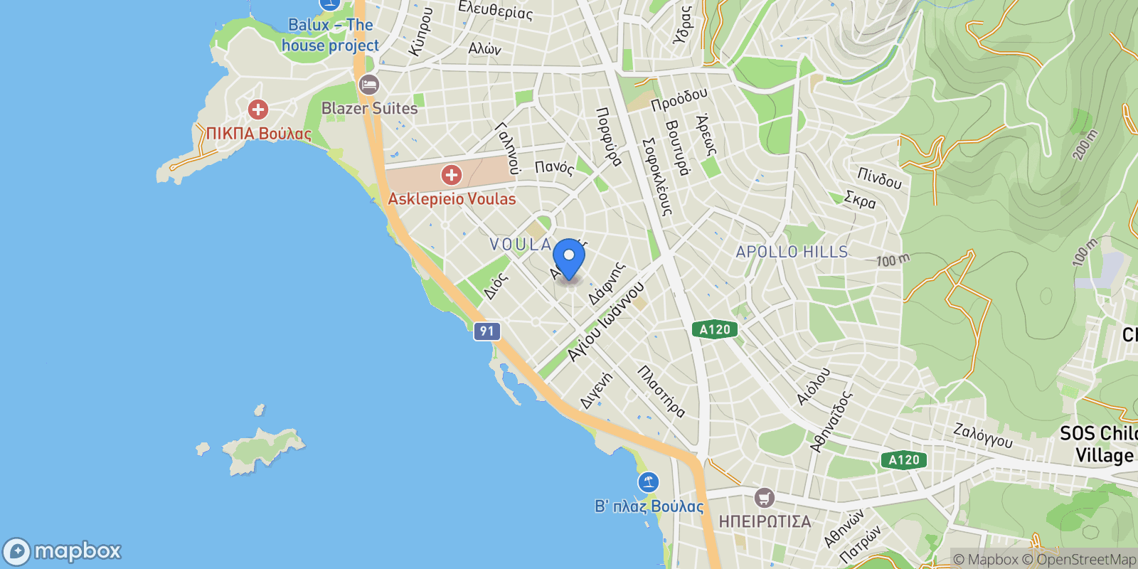 Map showing Voula, Attica, Greece.