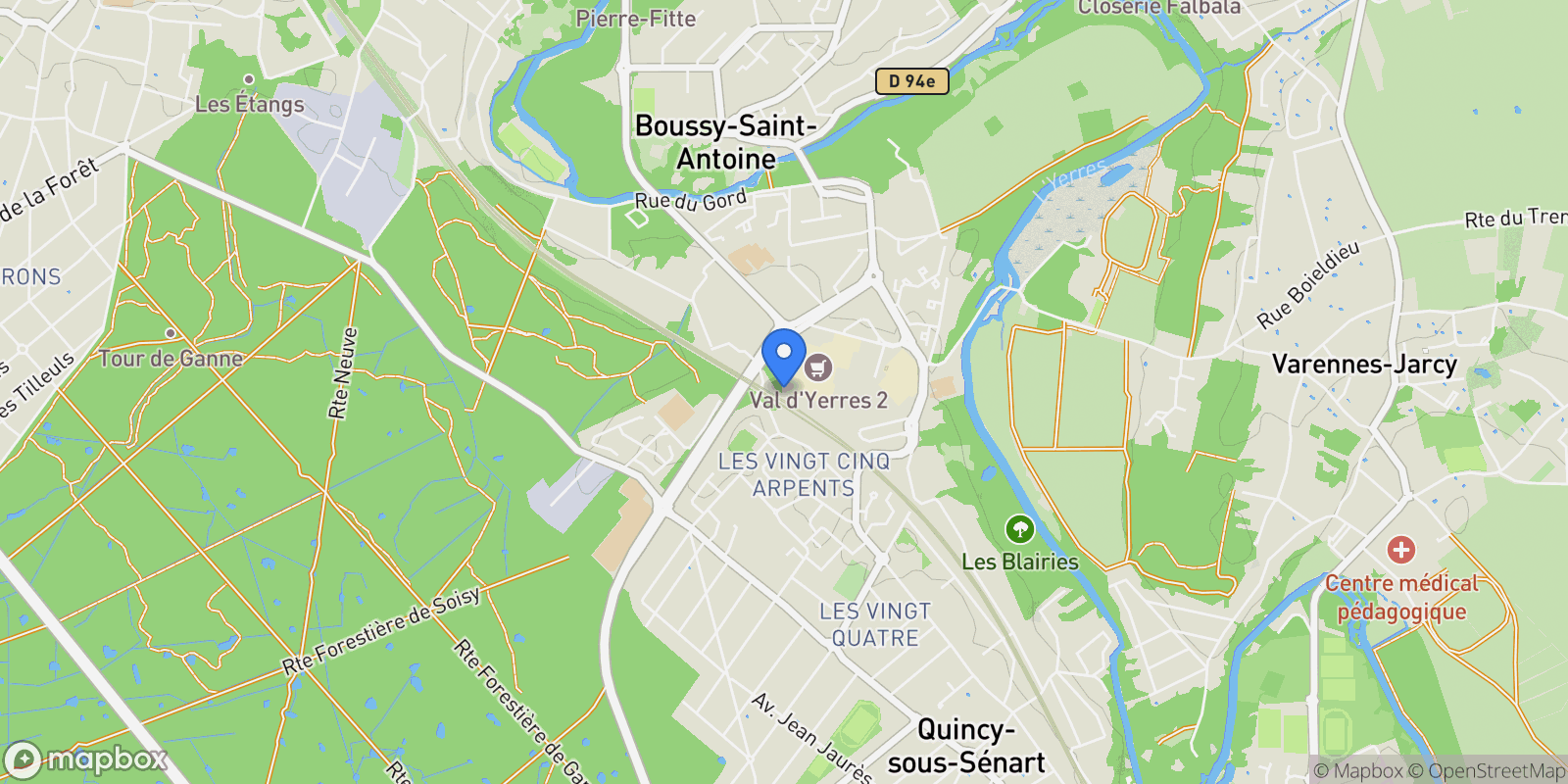 Map showing Boussy-Saint-Antoine, Boussy-Saint-Antoine, Boussy-Saint-Antoine, Île-de-France, France.