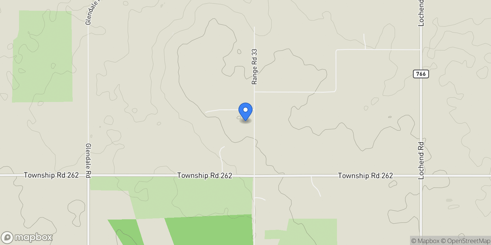 Map showing 33009 Mountain Glen View, Cochrane, Alberta, Canada.