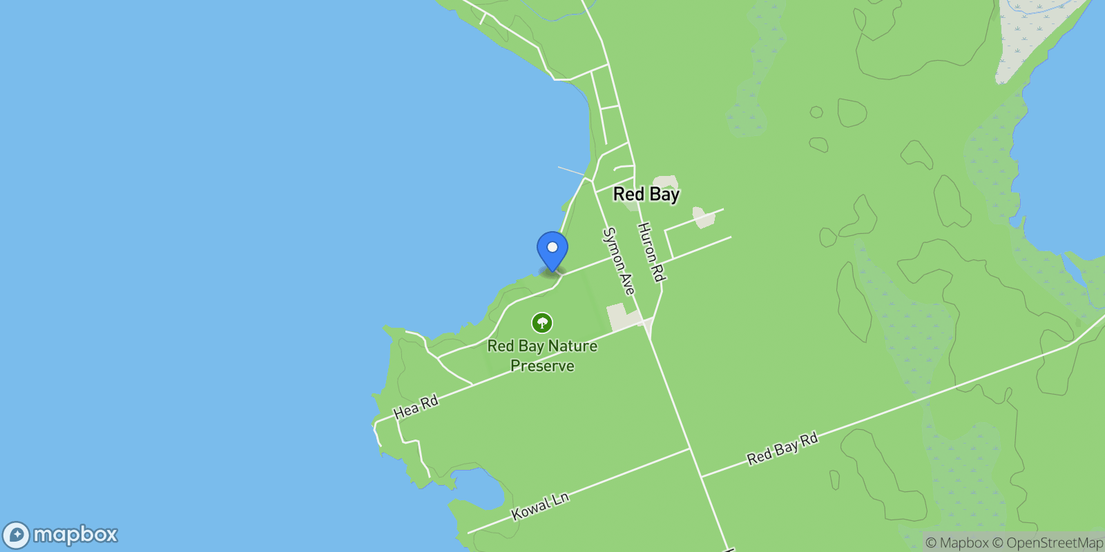 Map showing 36 Cedar Drive, Mar, Ontario, Canada.
