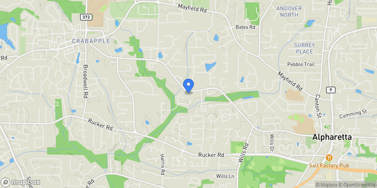 Map showing Milton, Georgia, United States.