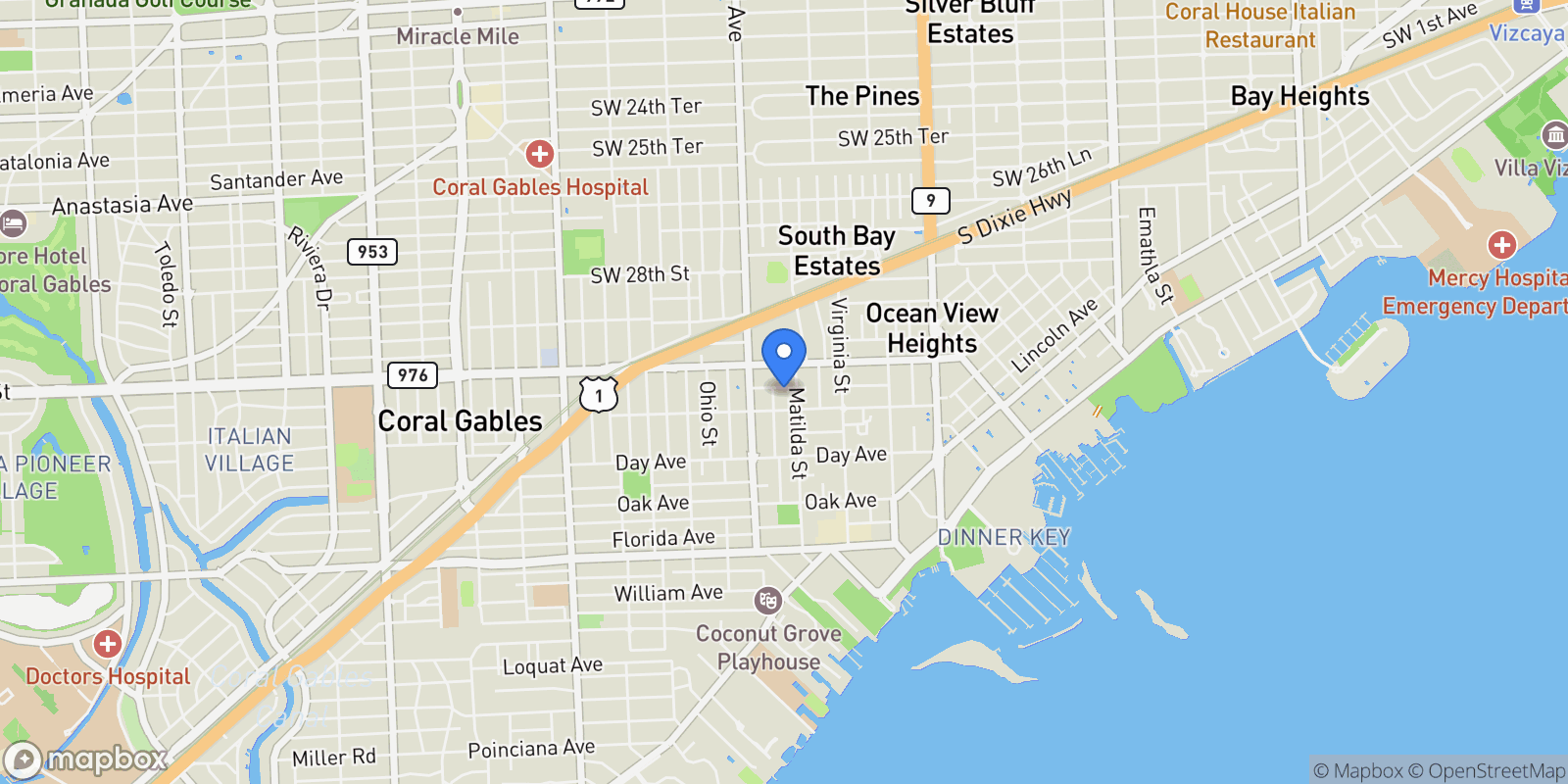 Map showing 3124 Jackson Ave 1, Miami, Florida, United States.