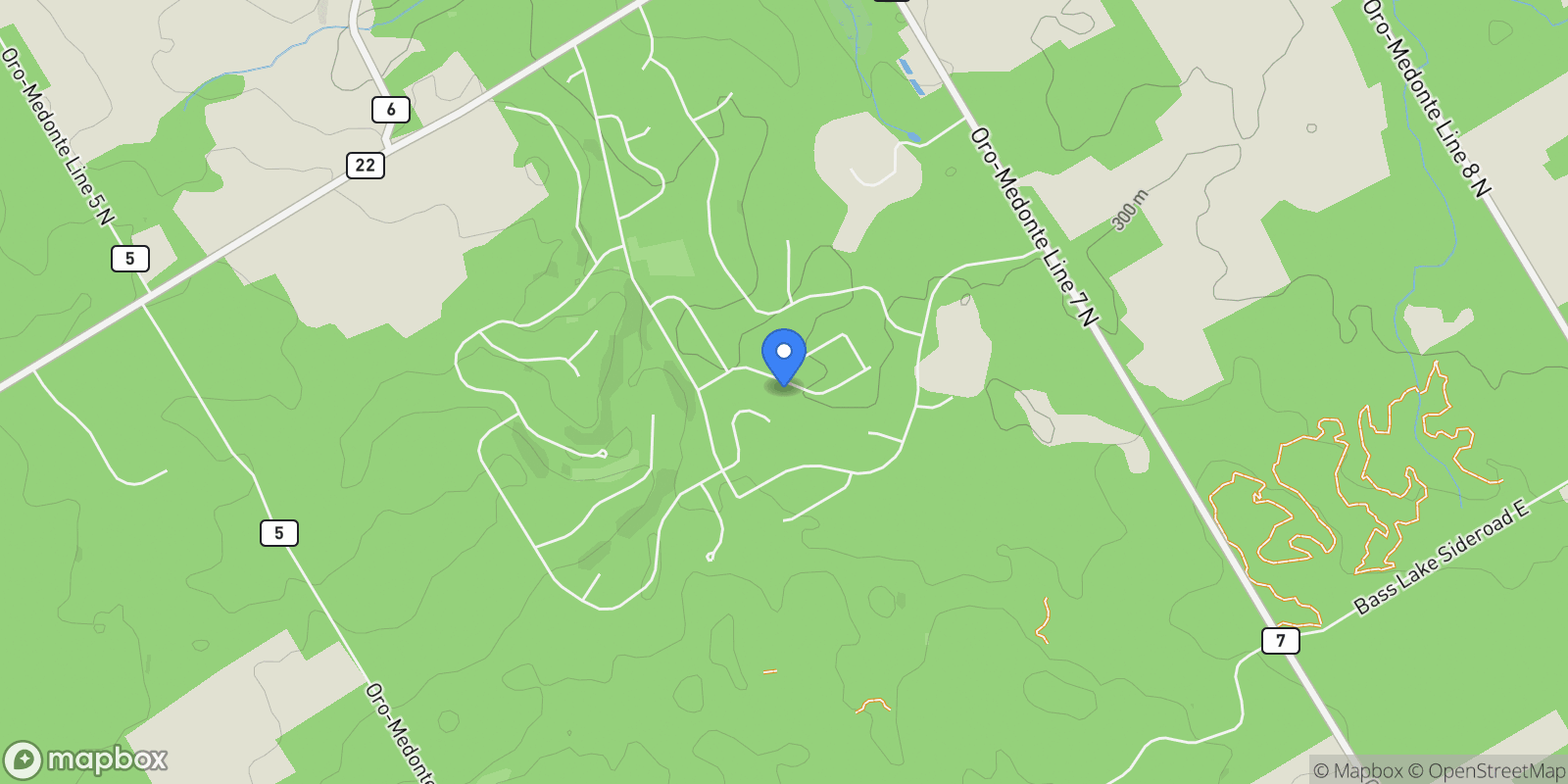 Map showing 17 Sugarbush Road, Oro-Medonte, ON L0K 1E0, Coldwater, Ontario, Canada.