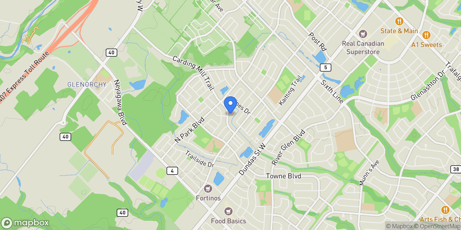 Map showing 3129 RIVERPATH COMMON, Oakville, Ontario, Canada.