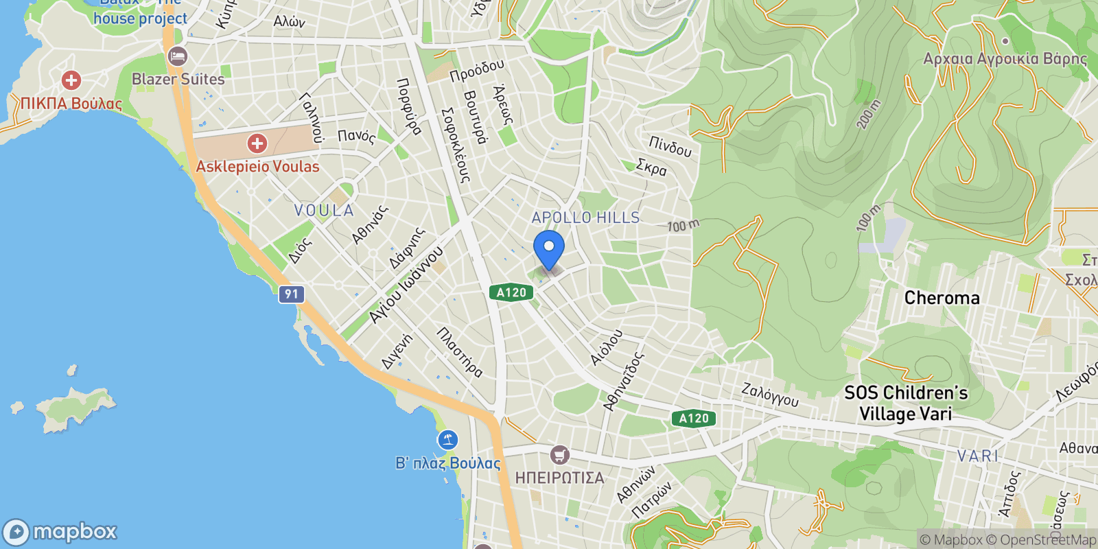 Map showing Voula, Attica, Greece.