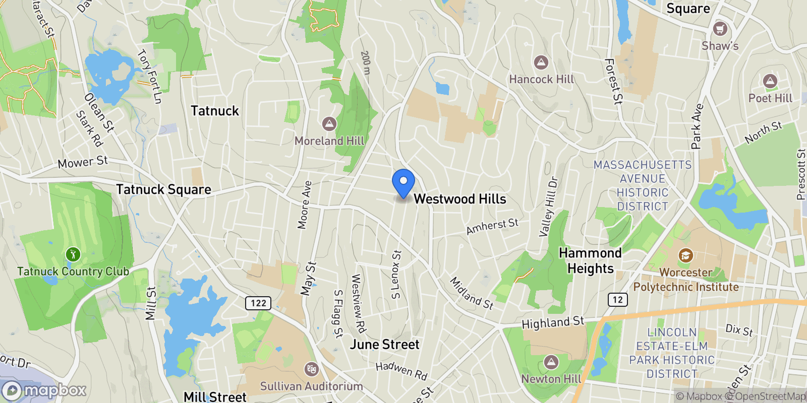 Map showing 31 Lenox St , Worcester, MA 01602, Worcester, Massachusetts, United States.