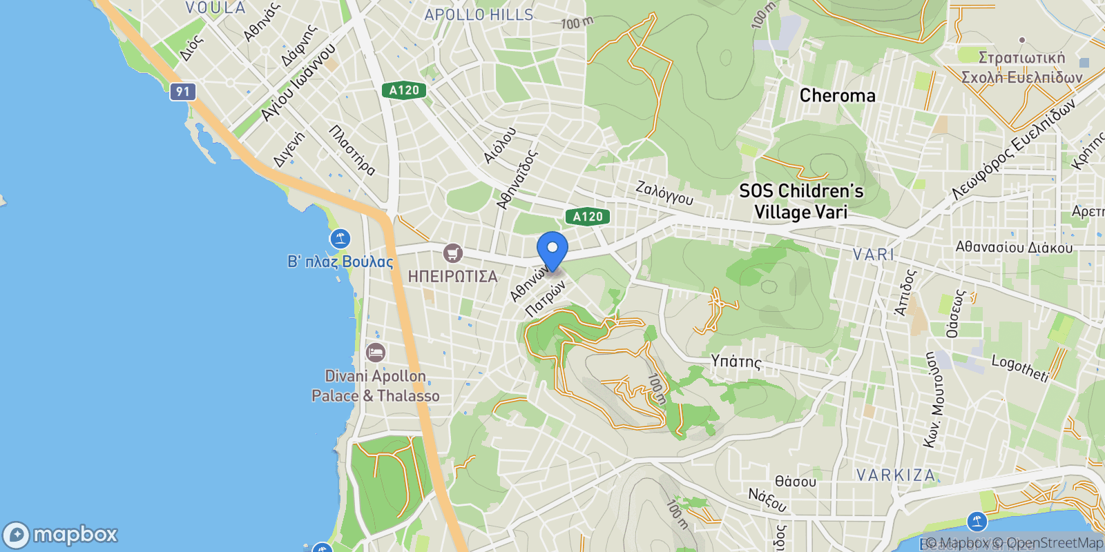 Map showing Voula, Attica, Greece.