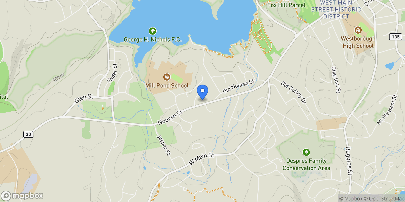 Map showing 55 Nourse Street , Westborough, MA 01581, Westborough, Massachusetts, United States.