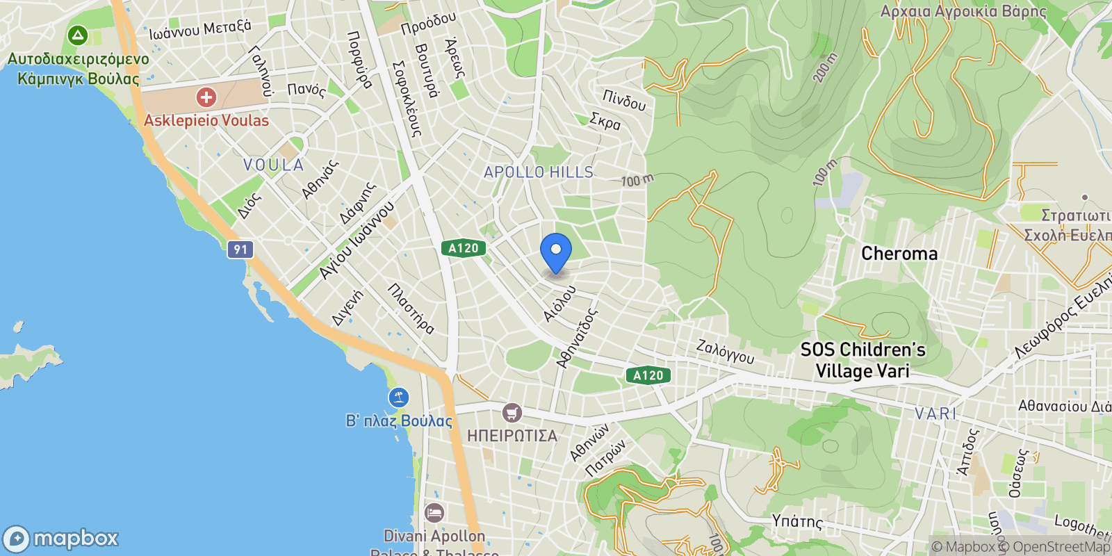 Map showing Voula, Attica, Greece.