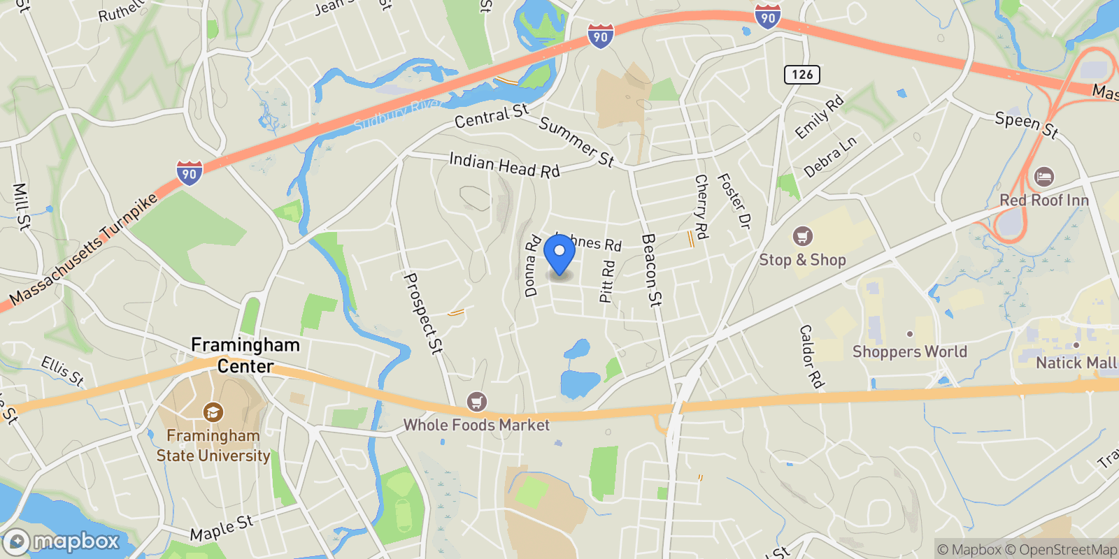 Map showing 15 Rosslare Rd , Framingham, MA 01701, Framingham, Massachusetts, United States.