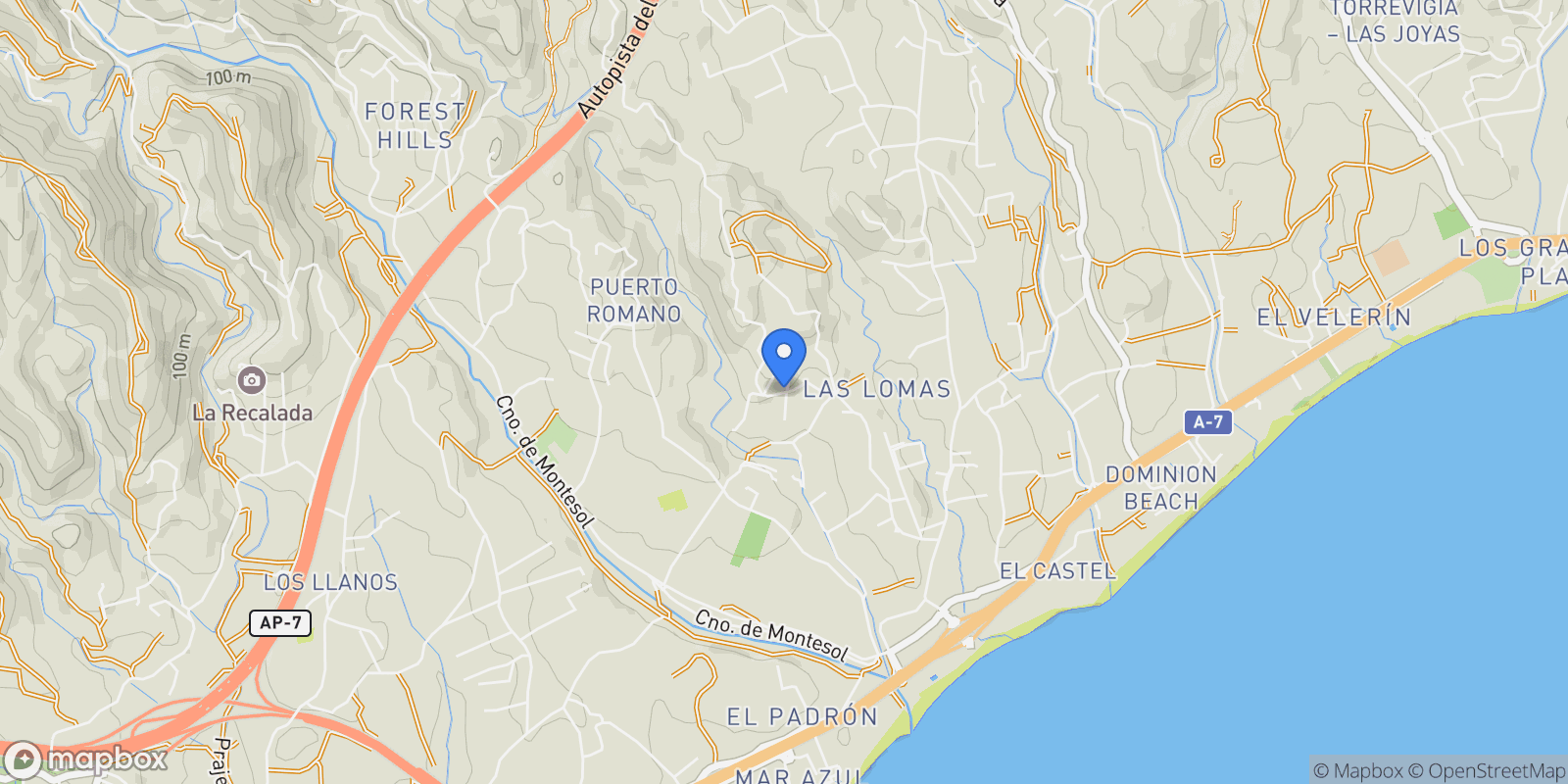 Map showing Calle las lomas,  Estepona,  El Padrón, Estepona, Andalusia, Spain.
