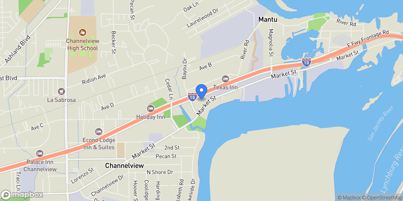 Map showing 16809 Market, Channelview, TX 77530, Channelview, Texas, United States.