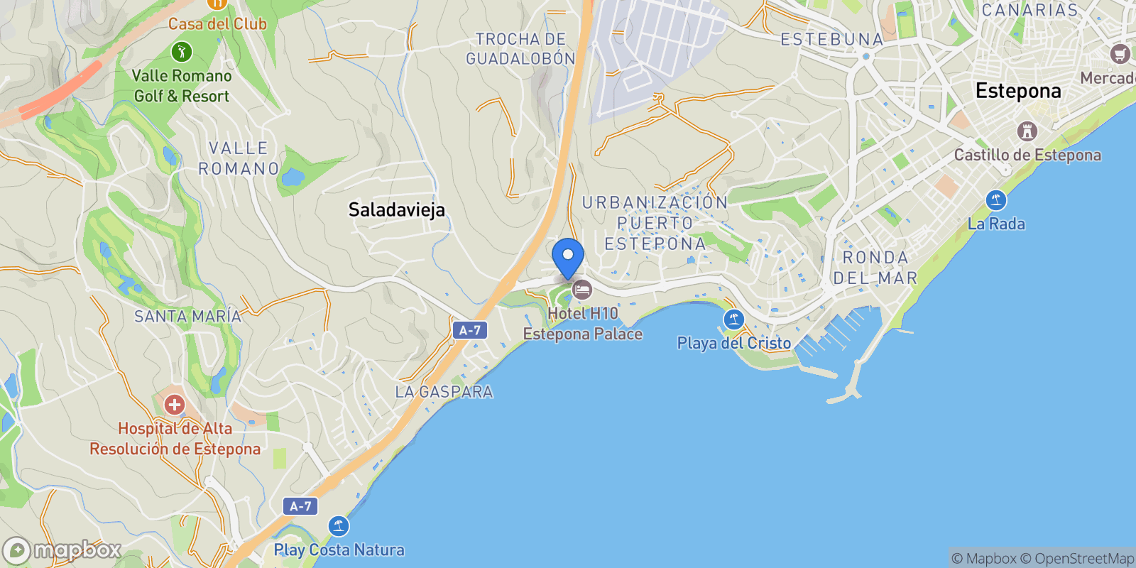 Map showing Avenida del Carmen, 101,  Estepona,  Playa,  Bajo, Estepona, Andalusia, Spain.