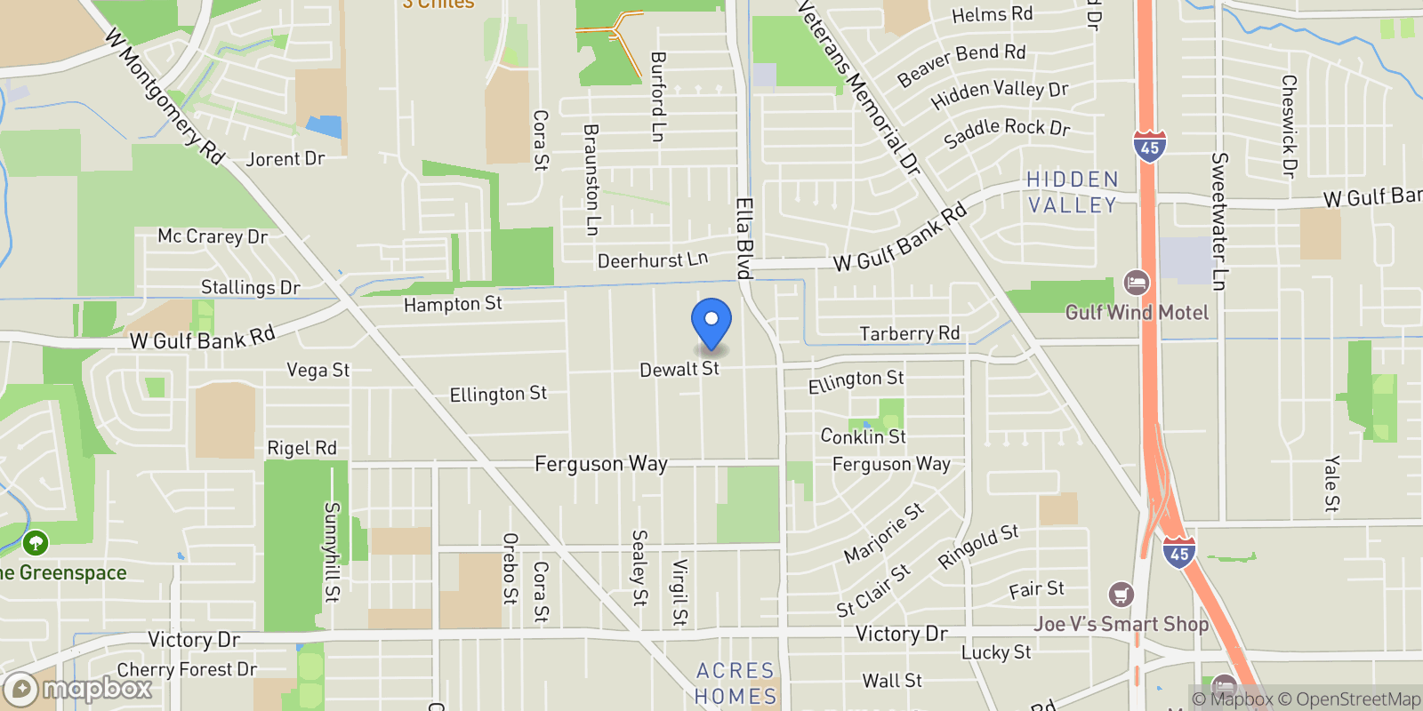 Map showing 9534 Irby, Houston, TX 77088, Houston, Texas, United States.