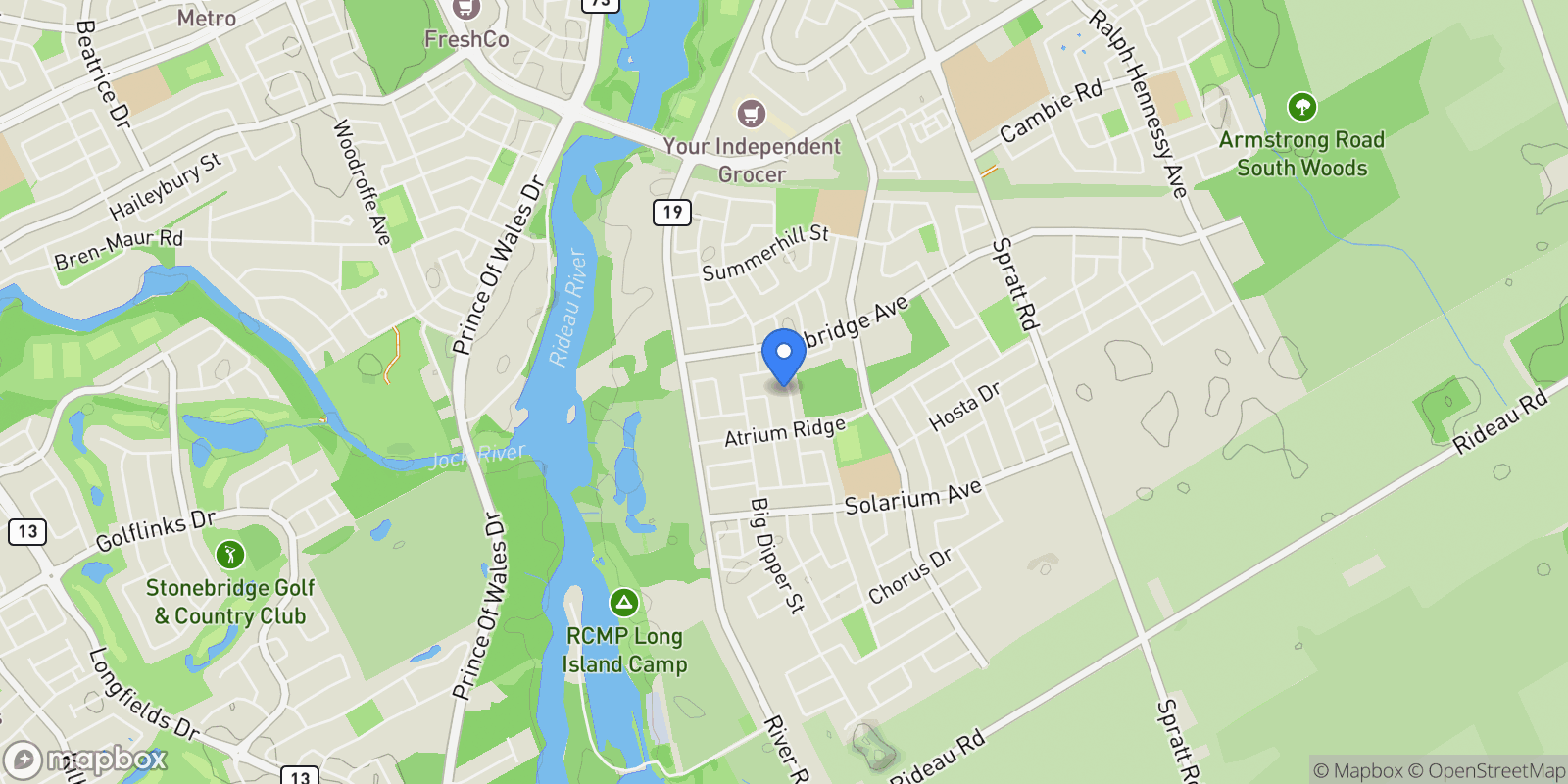 Map showing 374 Big Dipper Street, Ottawa, Ontario, Canada.