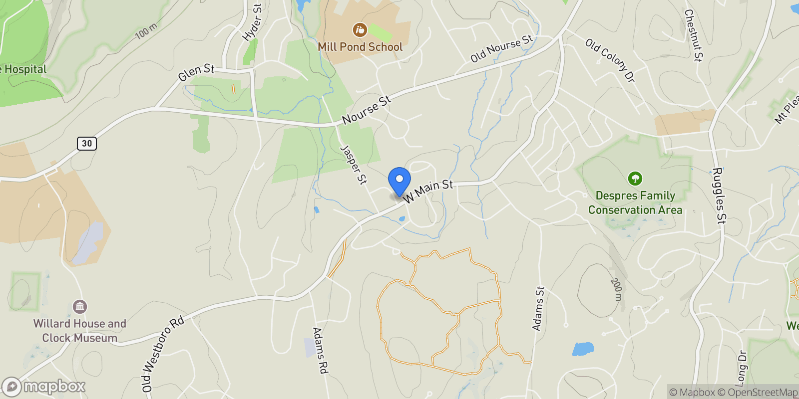Map showing 1 Benjamin Drive , Westborough, MA 01581, Westborough, Massachusetts, United States.